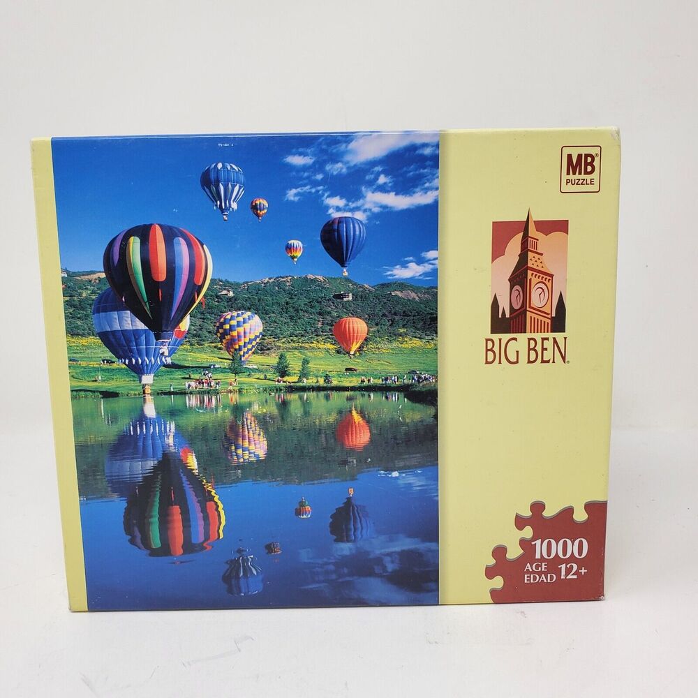 Jig Saw Puzzle Milton Bradley Big Ben Hot Air Balloons 1000 Piece